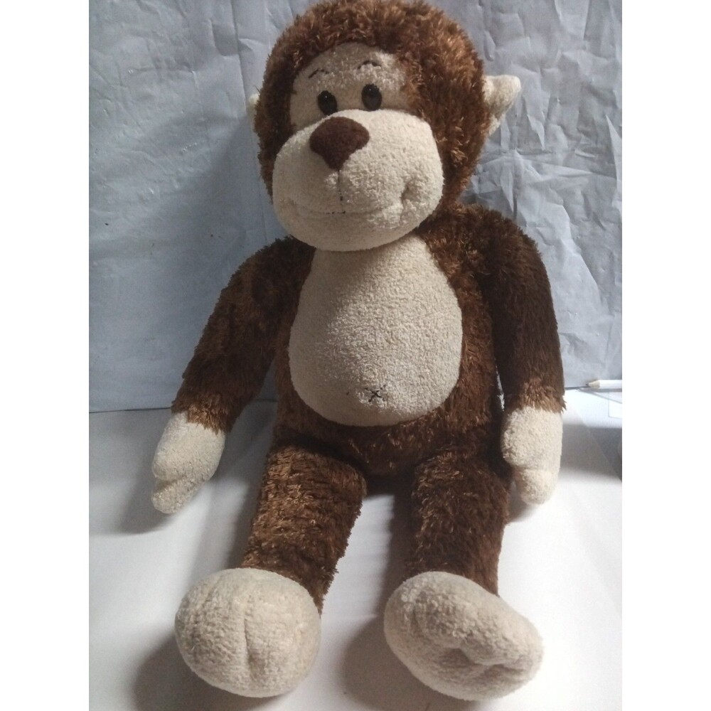 Plush Brown Tan Smiley Monkey Chimpanzee Ape BABWorkshop Stuffed Animal 18”